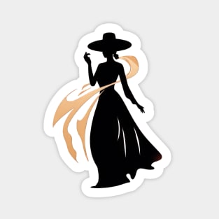 Elegance in Silhouette: The Lady In Black Sticker